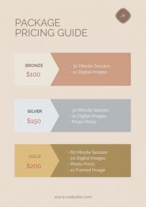 design list templates with products prices lists