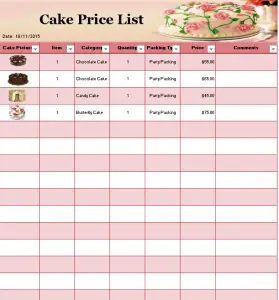 help to create price list template