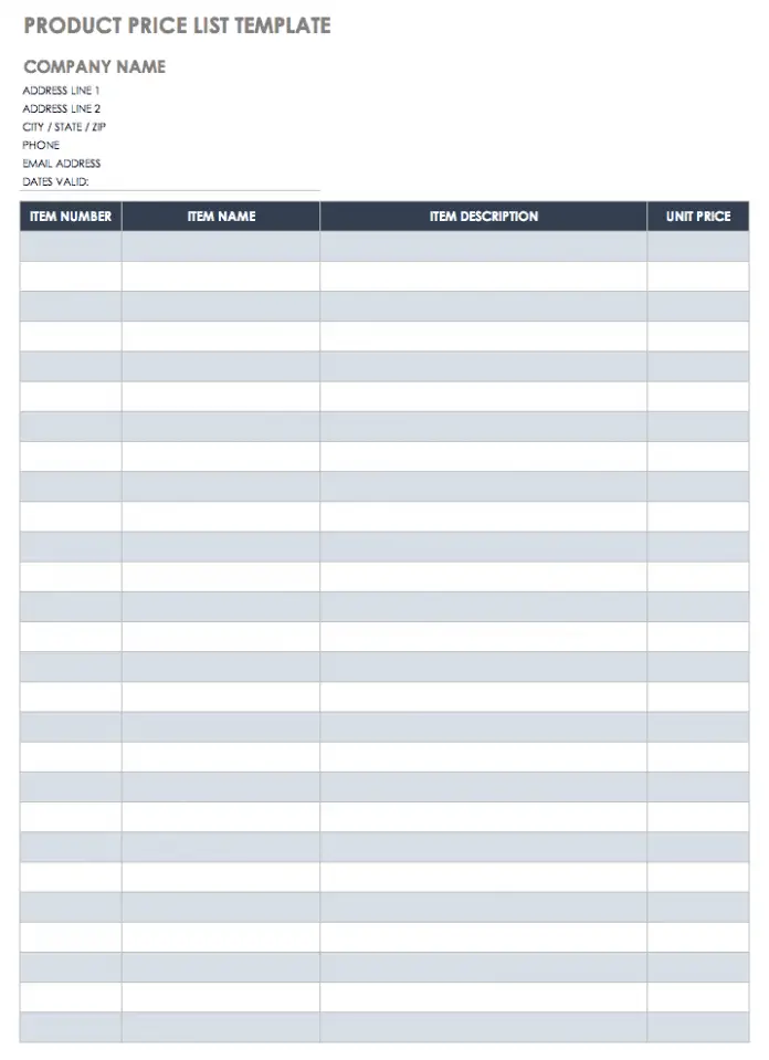 31+ Price List Template (Price Sheets) Free Download [Word, PDF]