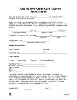 credit card authorization form