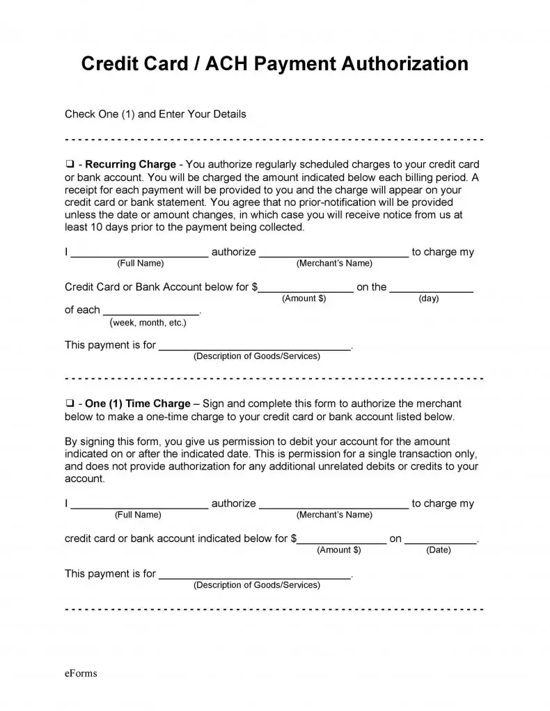 authorization forms with expiration date