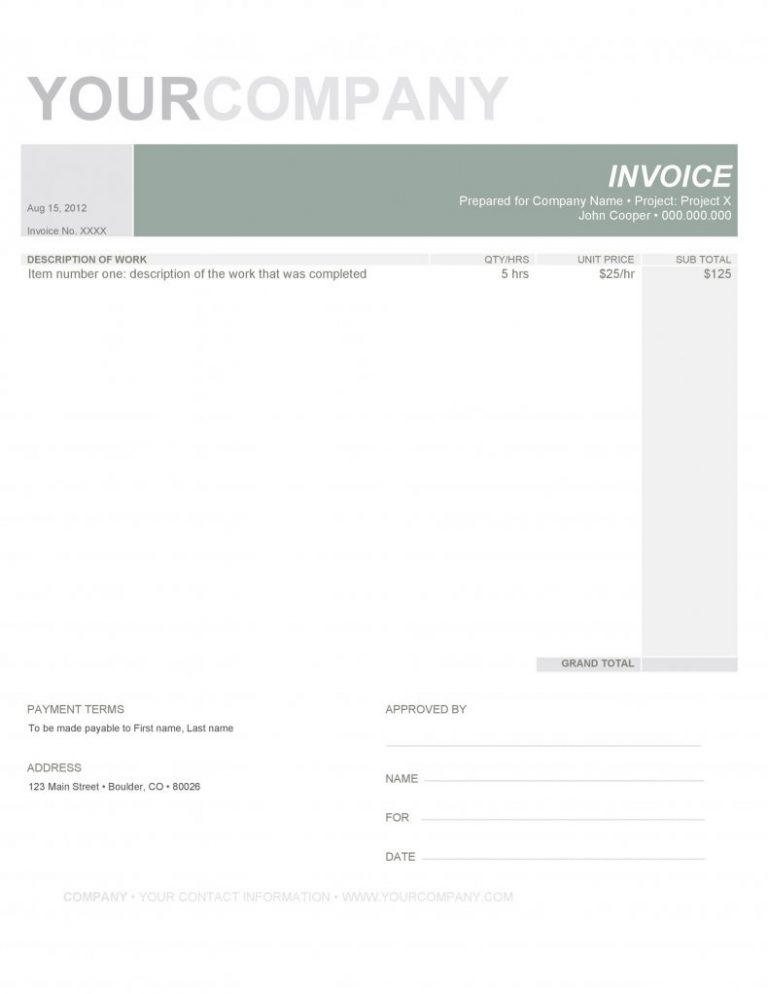 Contractor Invoice Template