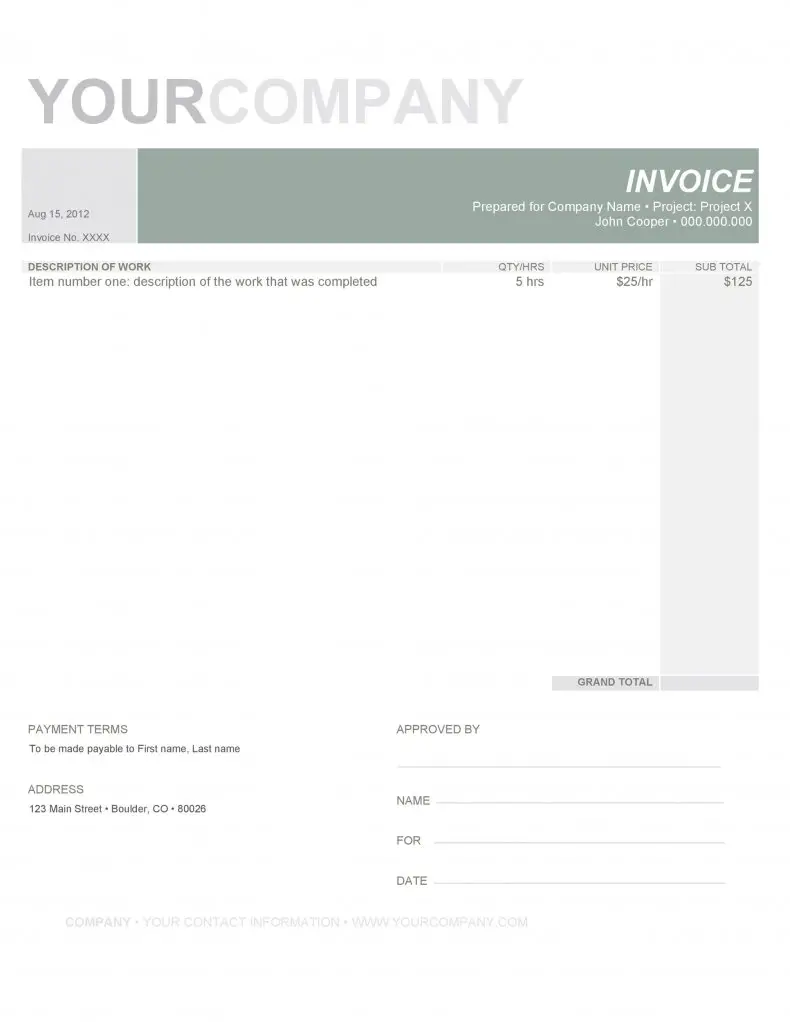 contractor invoice template