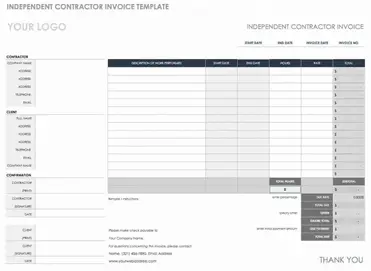 11 free contractor invoice template download excel google docs