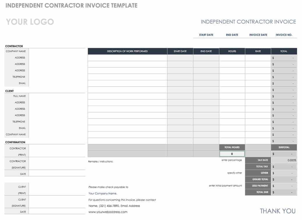 11+ FREE Contractor Invoice Template Download [Excel, Google Docs]