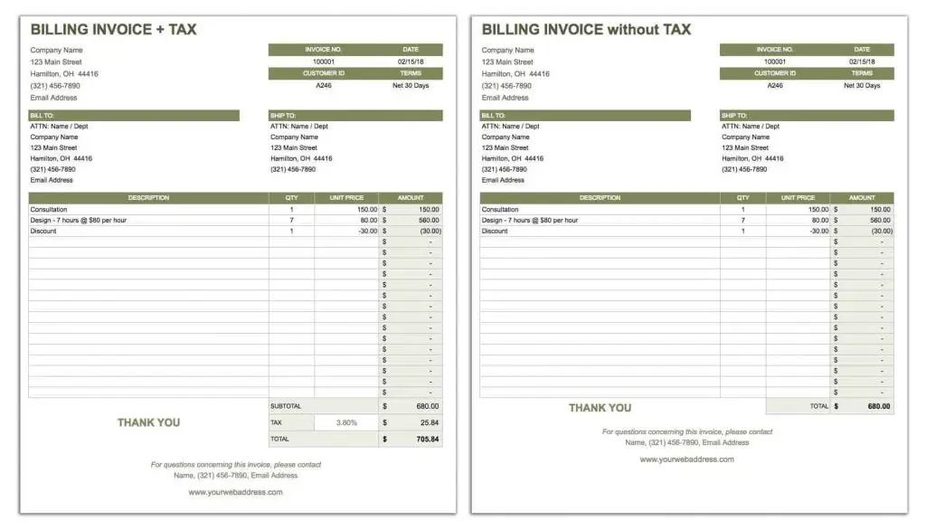 contractor invoice template