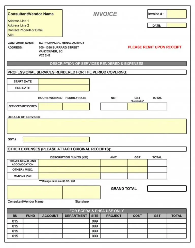 Contractor Invoice Template