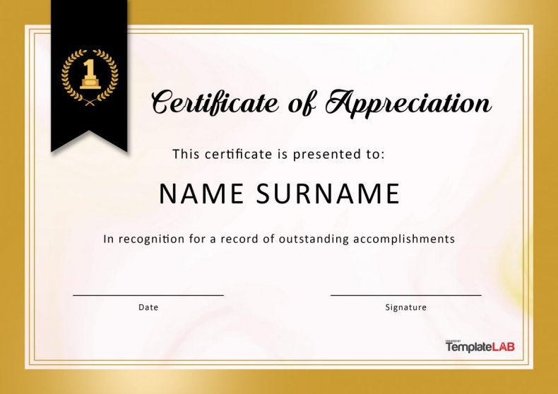 certificate of appreciation