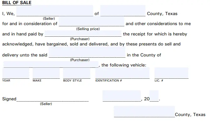 bill of sale form with odometer disclosure statement rights reserved