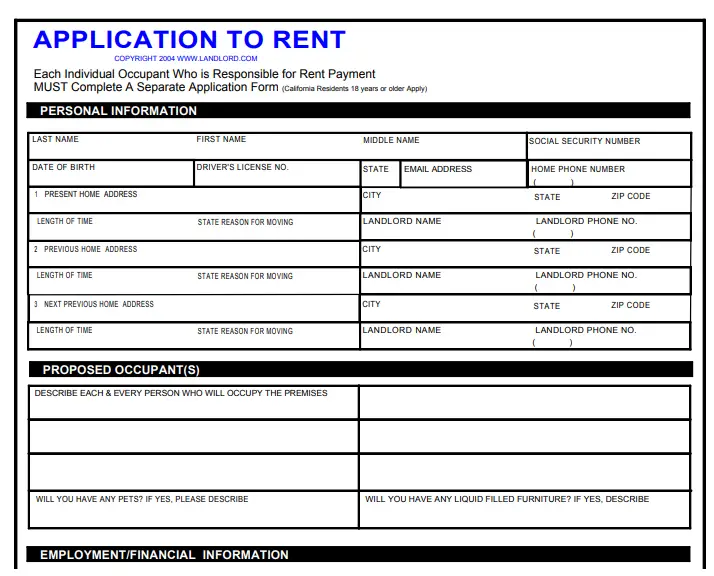 california rental lease
