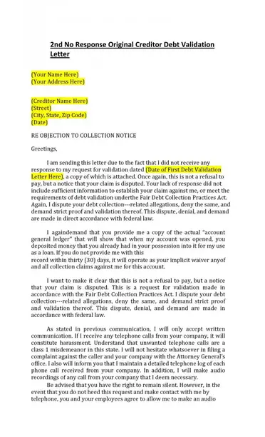 12 Debt Validation Letter Samples Editable Download Word Pdf