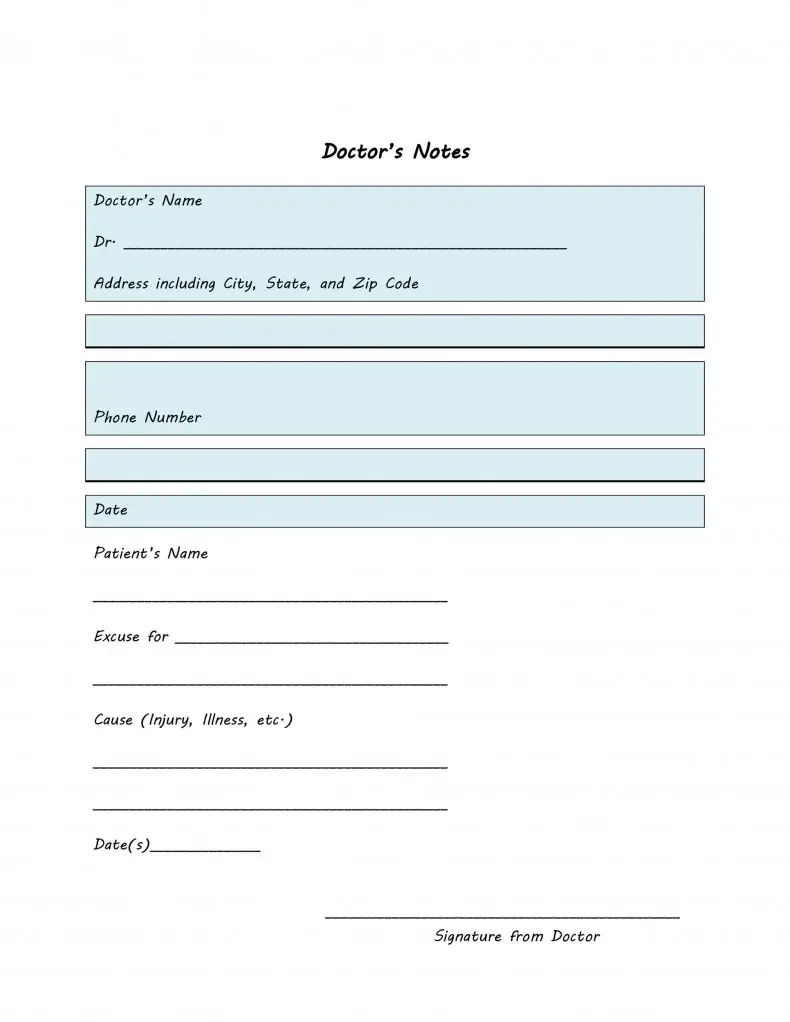 Hospital Note Template