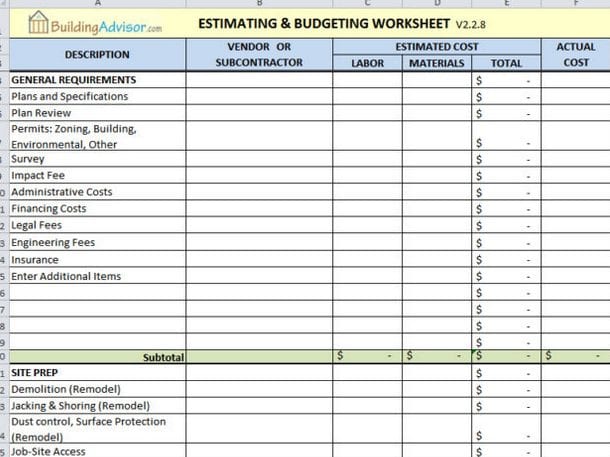 11 Free Construction Estimate Template Excel Word 