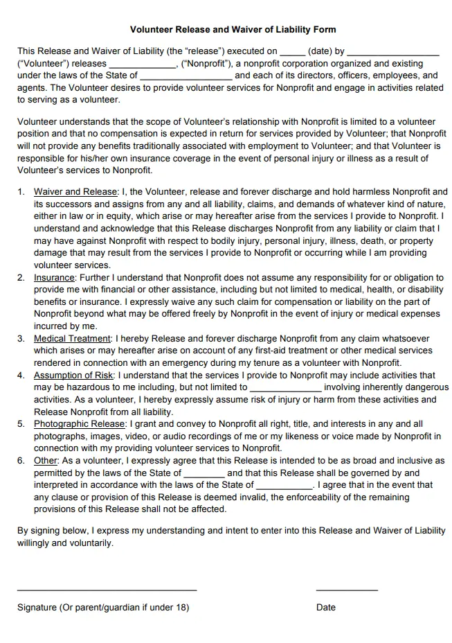 liability form