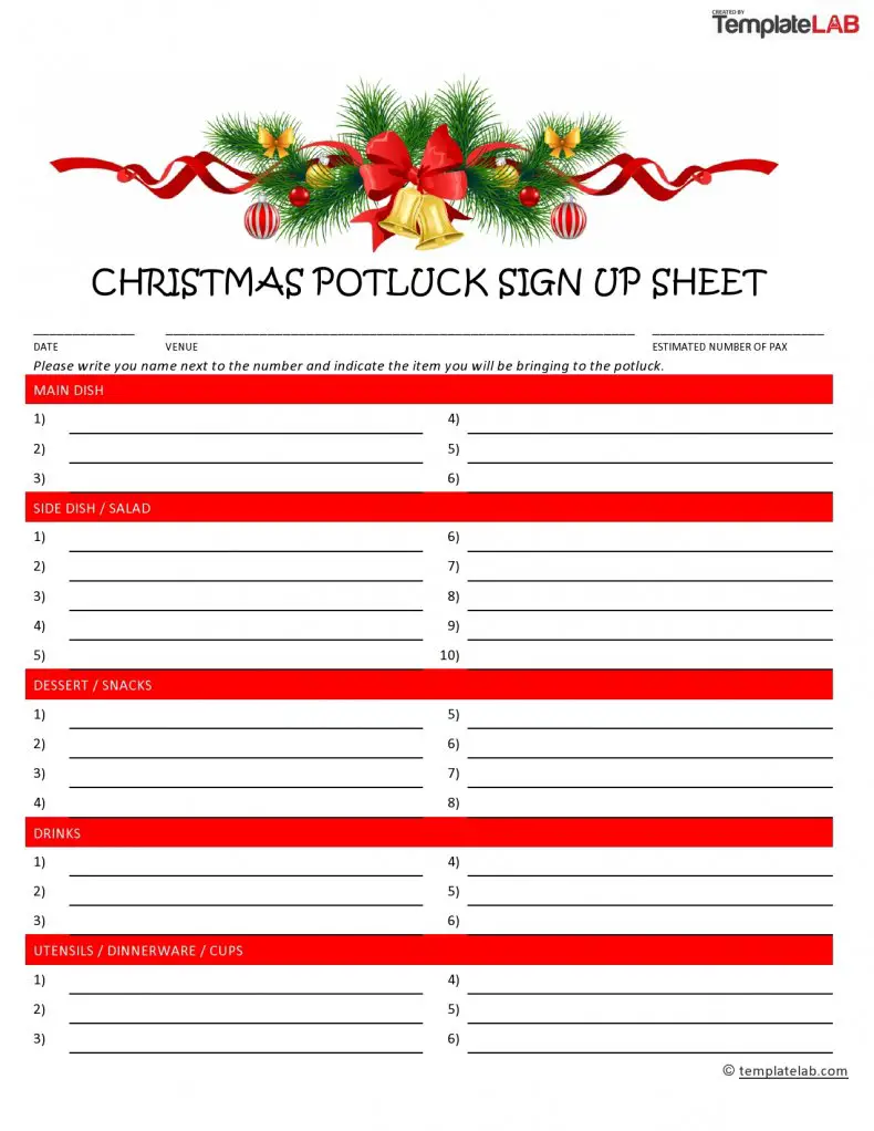 21 Sign Up Sheet Template - Sign In Sheet Download [Word,PDF] Pertaining To Potluck Signup Sheet Template Word