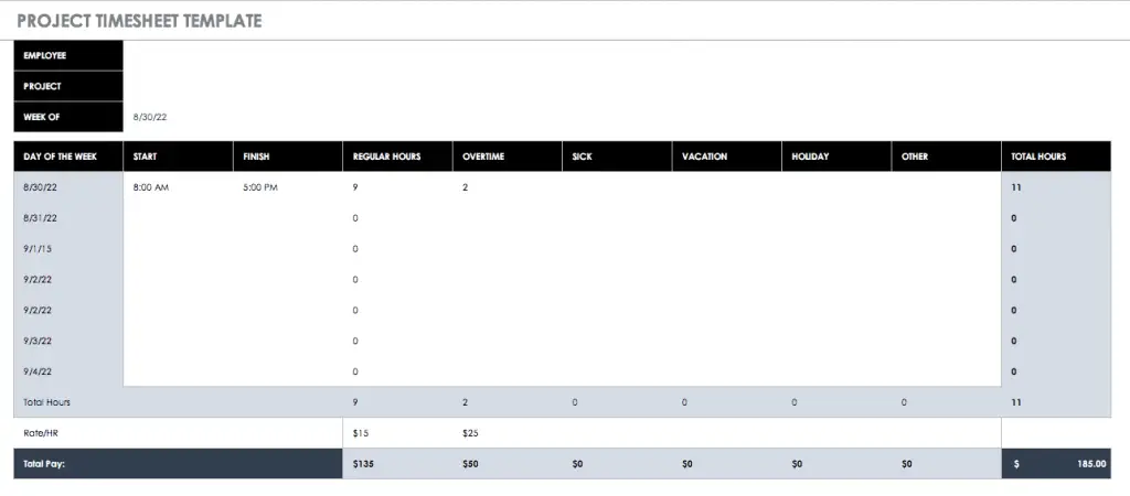 time log template