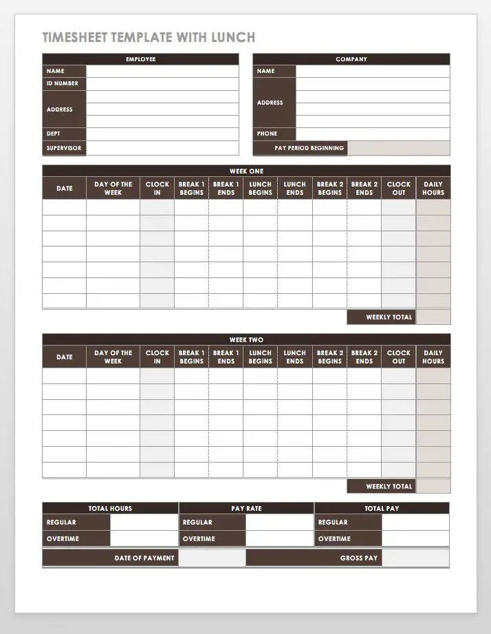 daily time log template