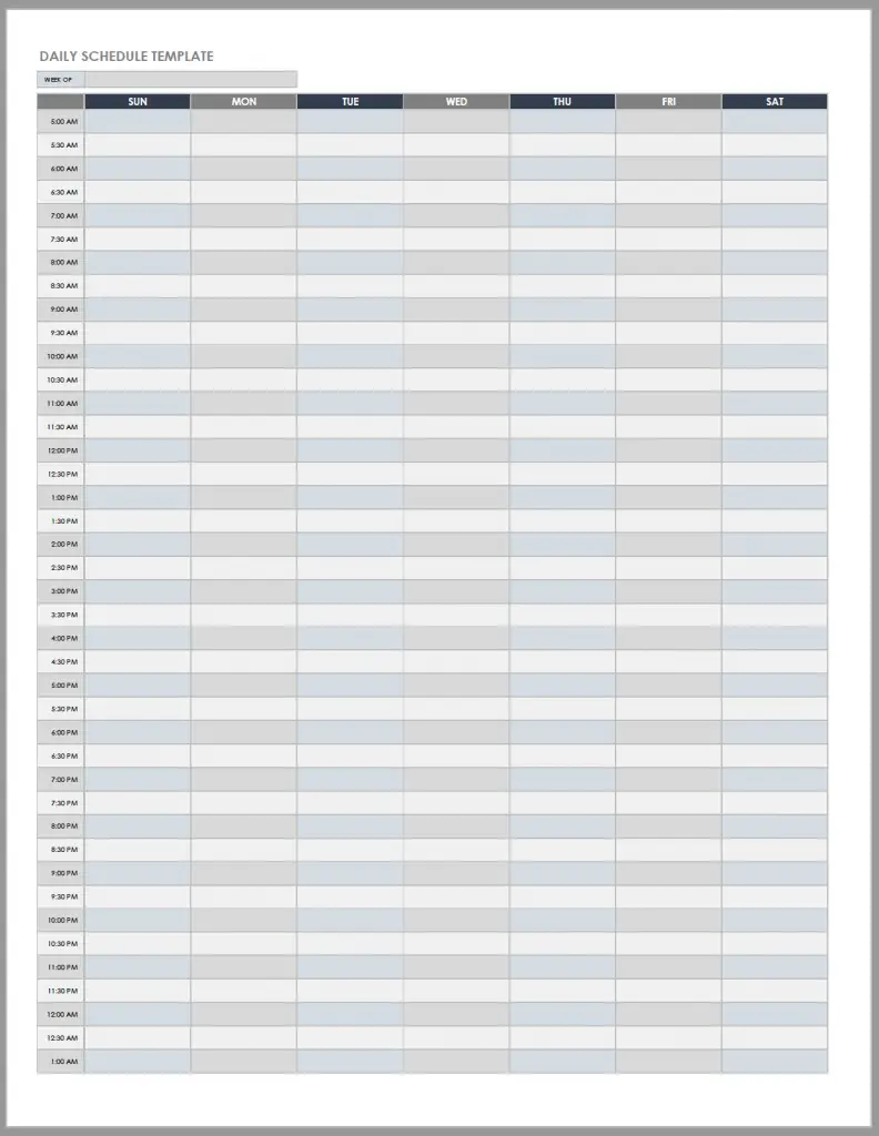 daily time log template