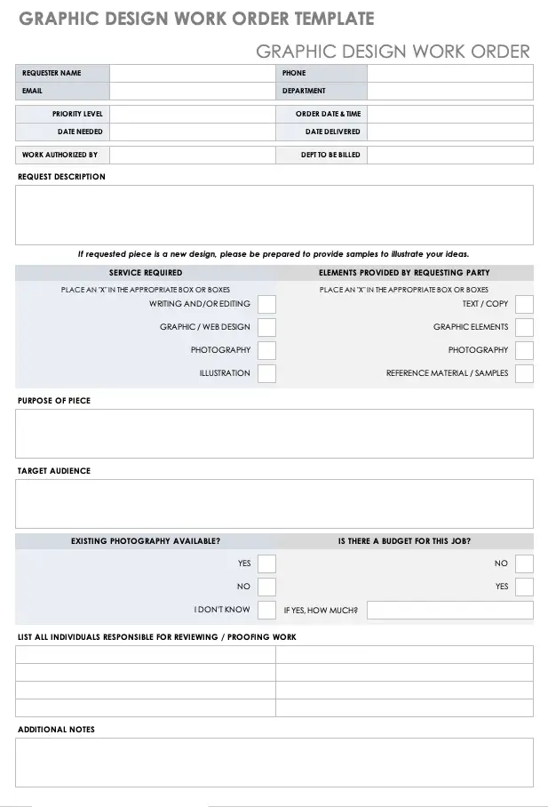 Free Work order templates