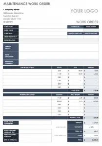 17 work order template free download word excel pdf