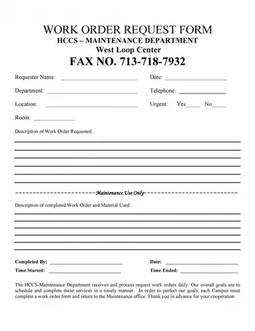 17 Work Order Template Free Download Word Excel Pdf