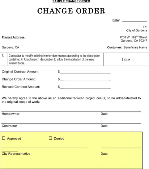 construction change order form