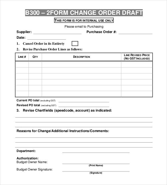 free change order template