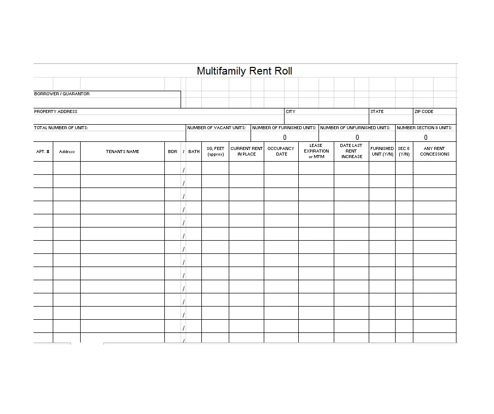 11+ Rent Roll Template Editable Free Download [Word, PDF]