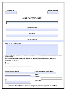 stock certificate template