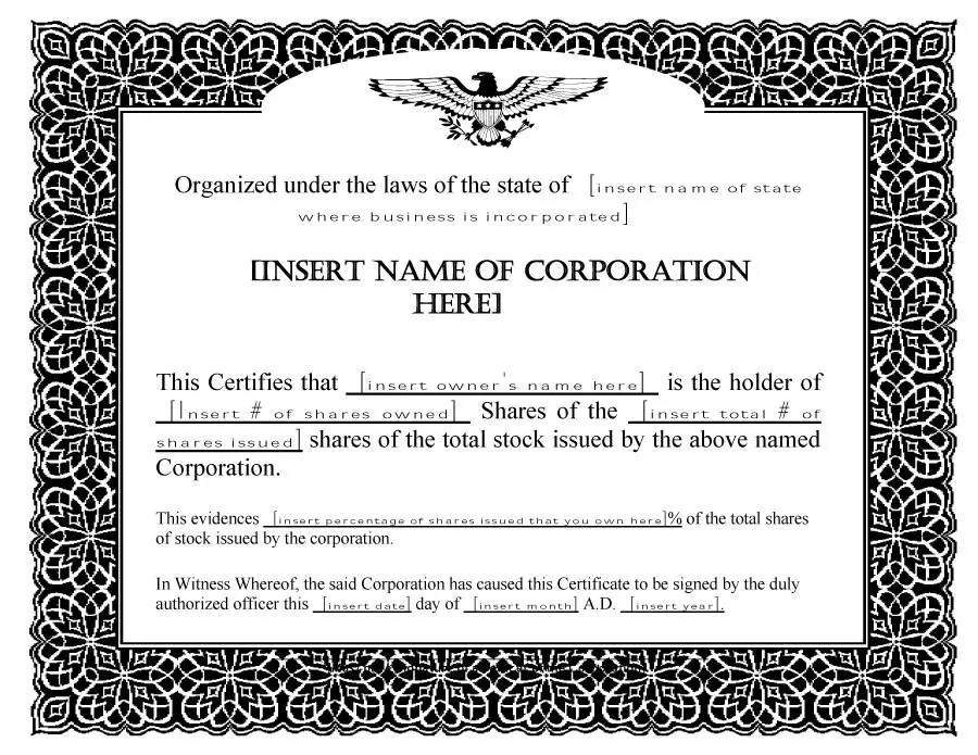 free stock certificate template