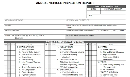 vehicle inspection checklist