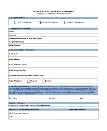 7 quickbooks direct deposit form free download word pdf