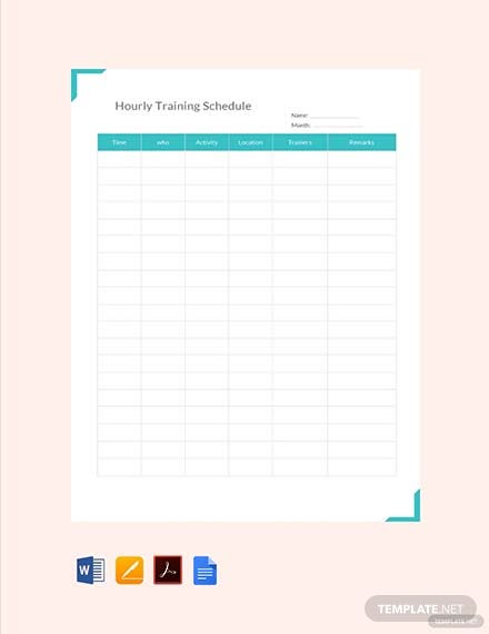 hourly schedule template