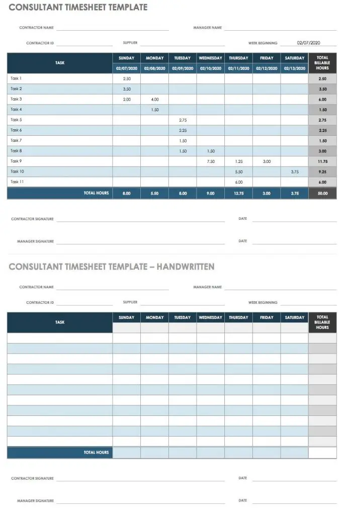 time card template to keep track of hours