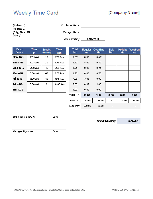 time card template