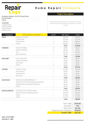 7+ Roofing Estimate Template EDITABLE Free Download [Word, PDF]