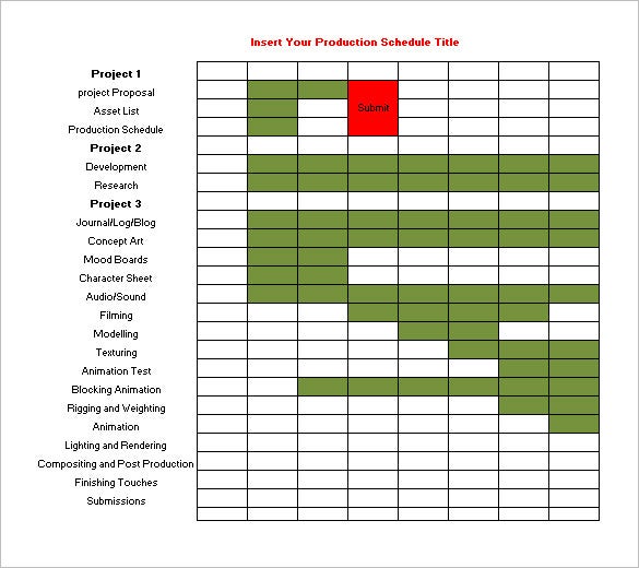 production schedule template