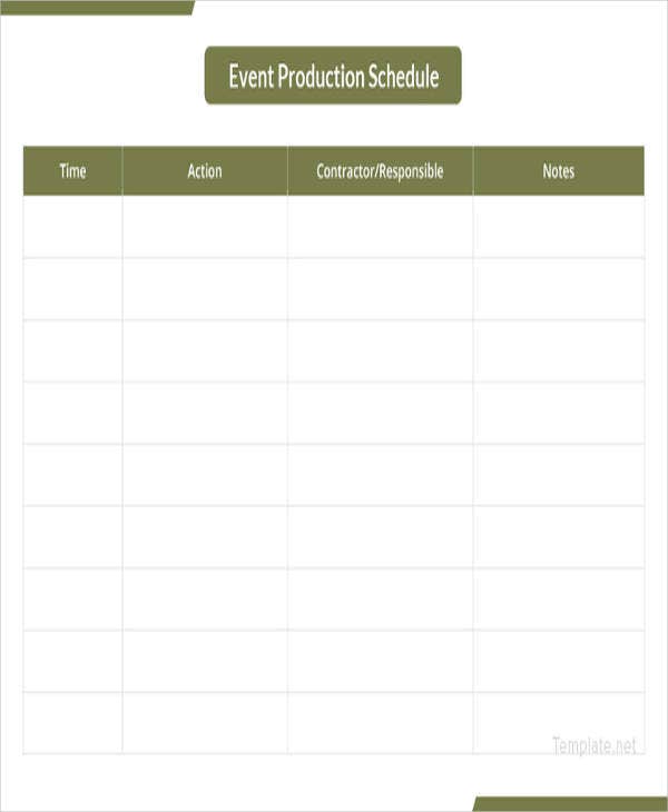 event production schedule template