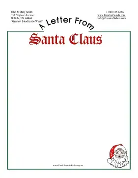 9 Santa Letterhead Template From The Desk Of Santa Doc Pdf