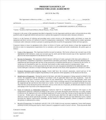 9 truck lease agreement form download pdf word doc