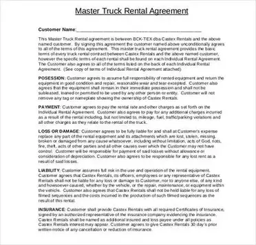 9 truck lease agreement form download pdf word doc