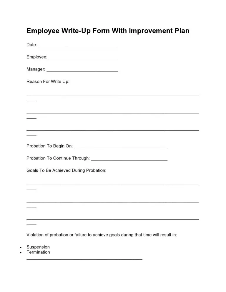 13+ Employee Write Up Form Template Download [Word, PDF, DOC]