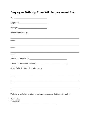 13 employee write up form template download word pdf doc