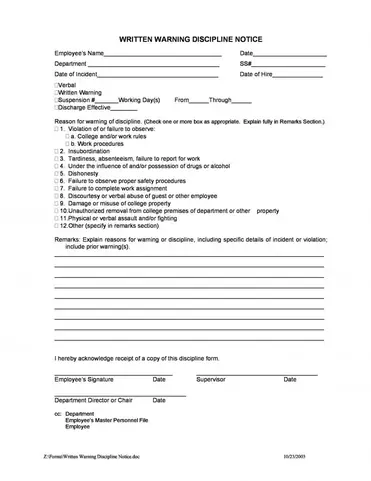 13 employee write up form template download word pdf doc