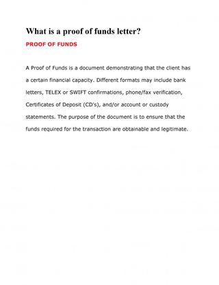 9+ Proof of Funds Letter Template Download [Word, PDF]