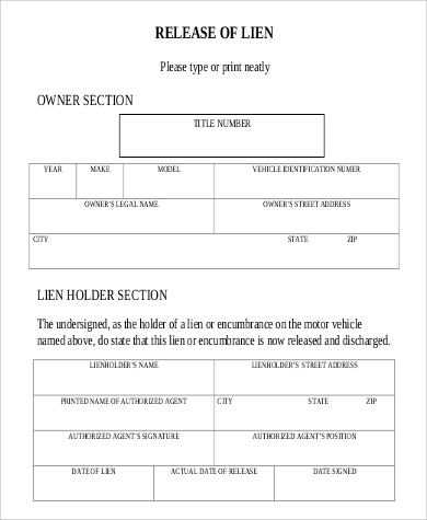 mechanic's lien release forms