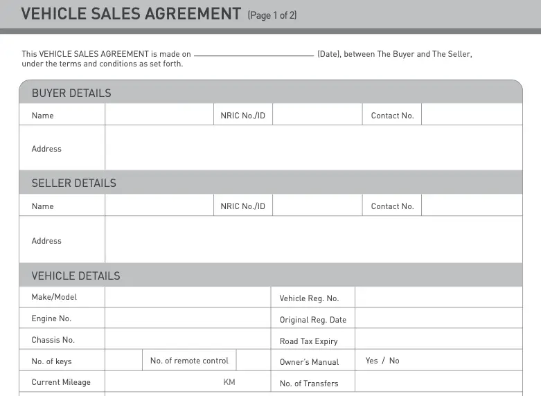 Vehicle Purchase Agreement template