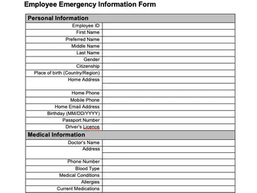 13 employee information form templates download word pdf excel