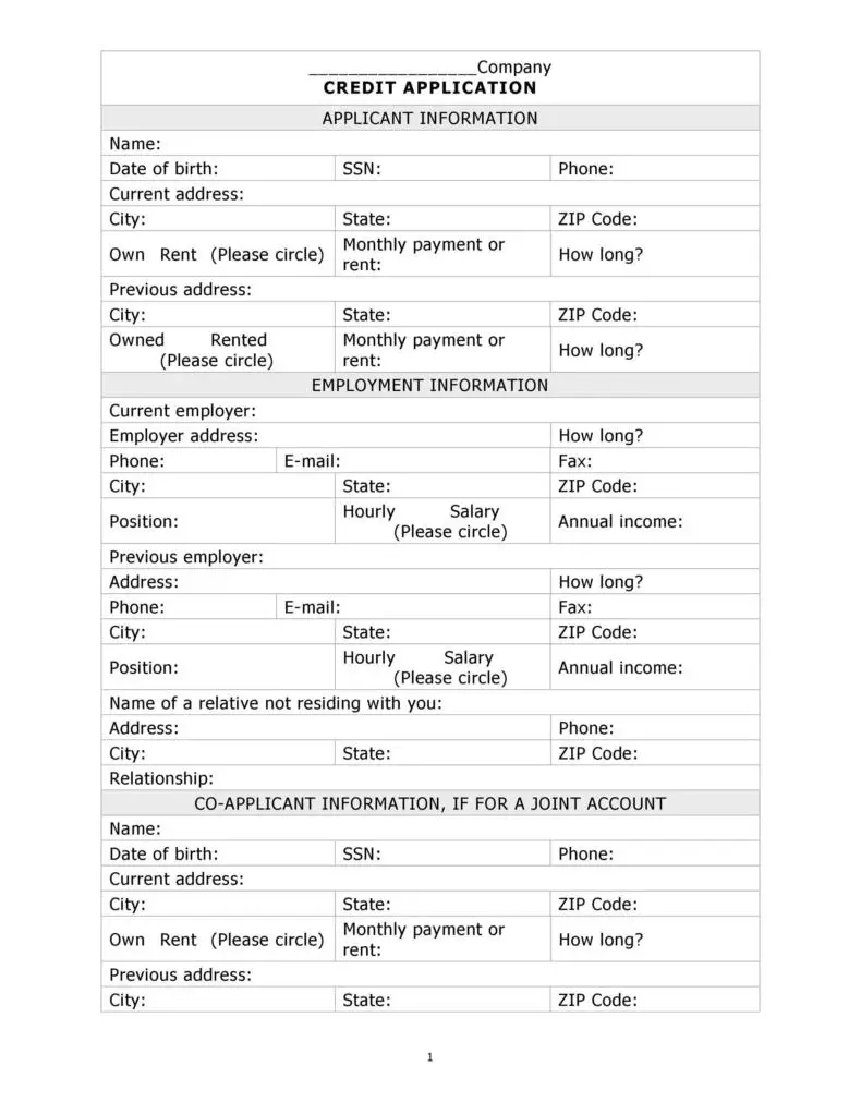 9+ Business Credit Application Form Templates Download [Word, PDF]