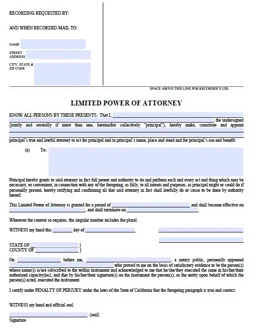 9+ California Power Of Attorney Form Download [Word, PDF]